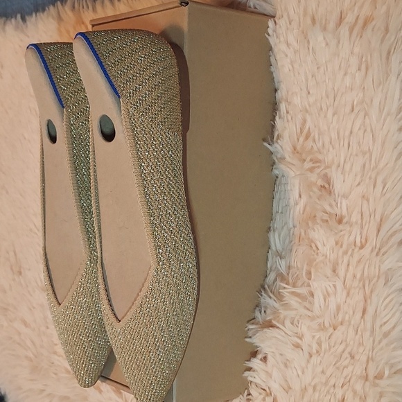 Rothy's The Point II Flats In Gold Stripe - Picture 12 of 16